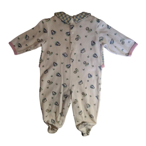 Vtg Mc Baby One Piece Animals Print Baby Girl One Piece Jumpsuit Footie 3-6 mo - Picture 2 of 15